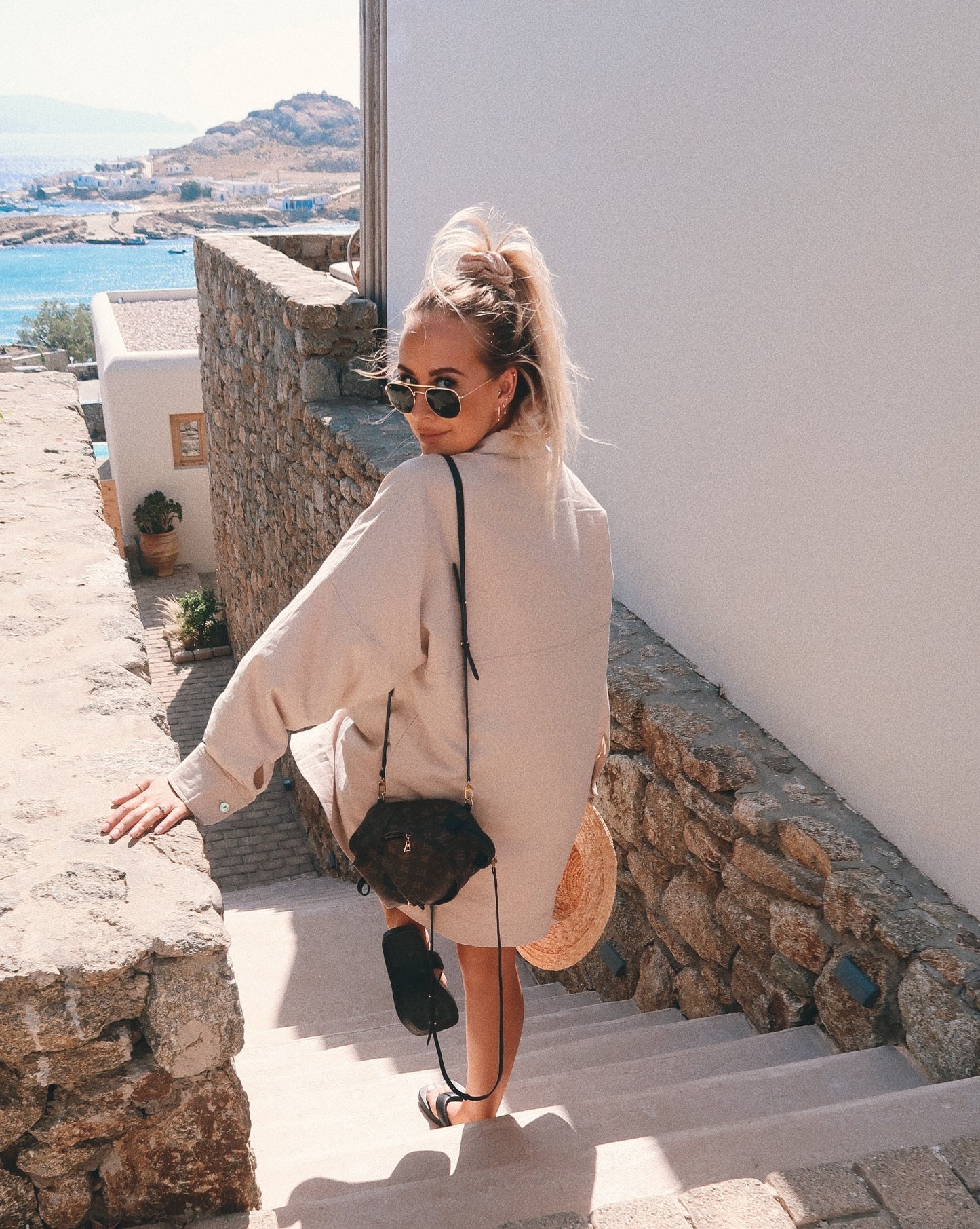 Oversized Beach Shirt - Nude