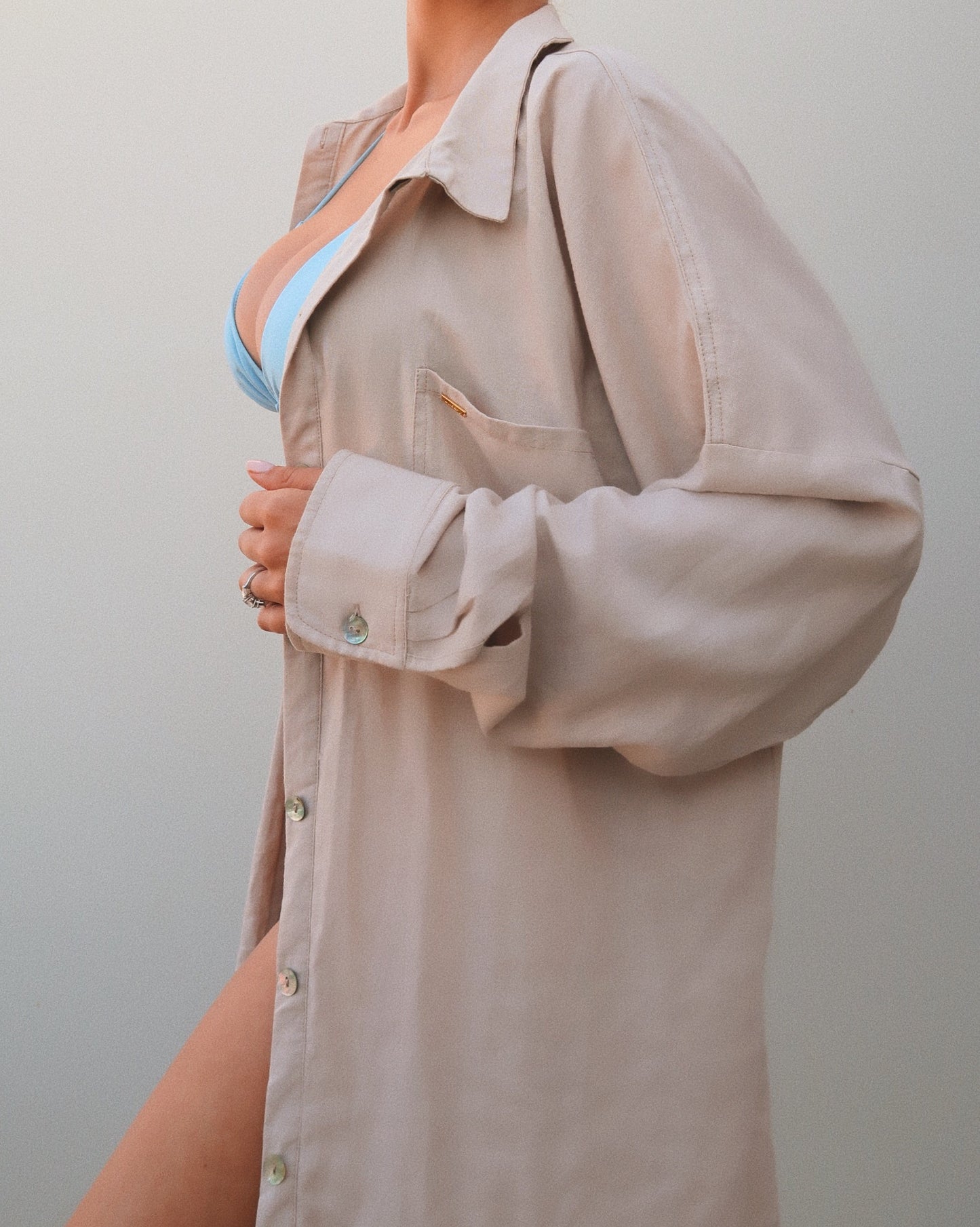 Oversized Beach Shirt - Nude