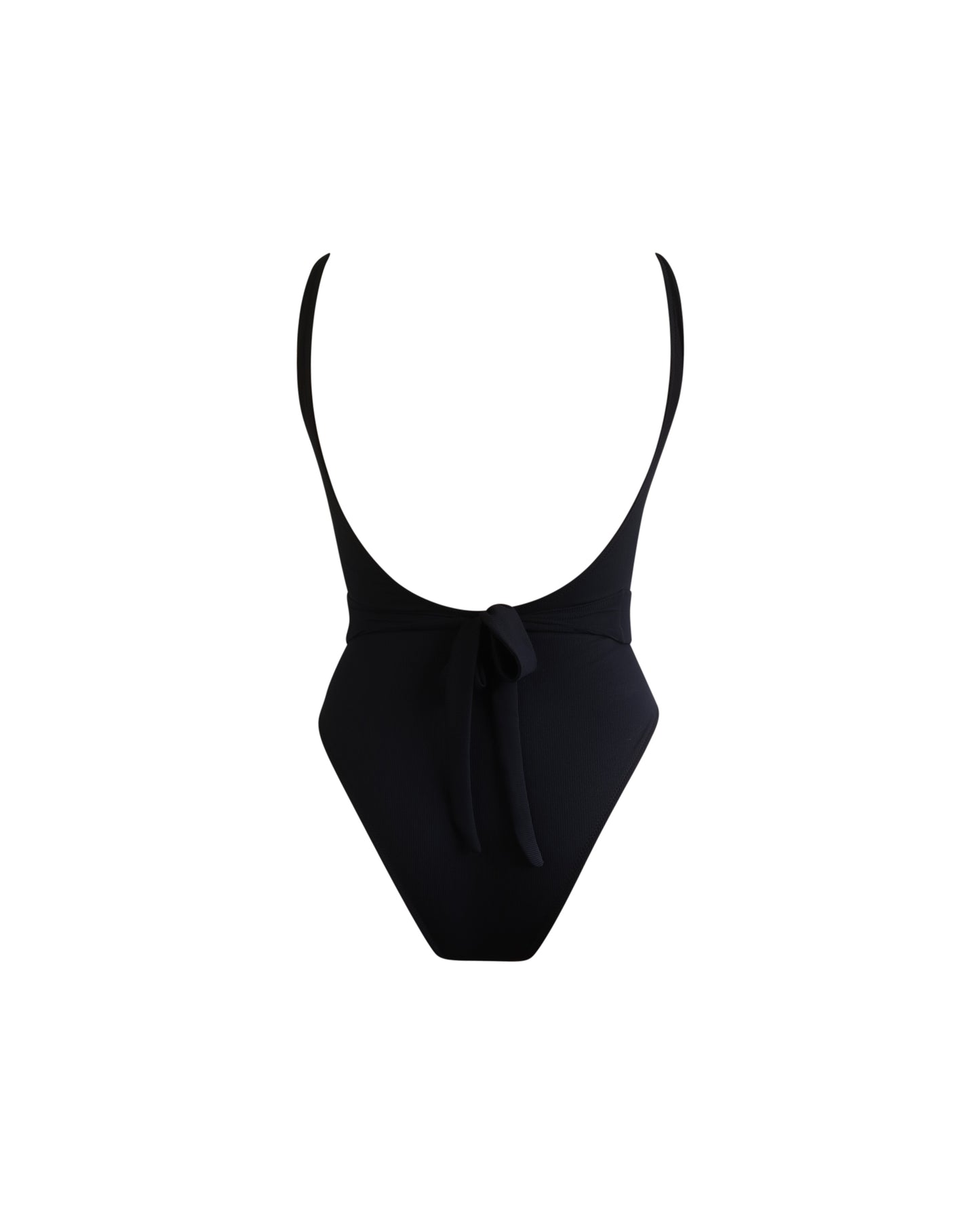 Ribbed Belted Swimsuit - Black