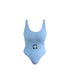 Ribbed Belted Swimsuit - Blue